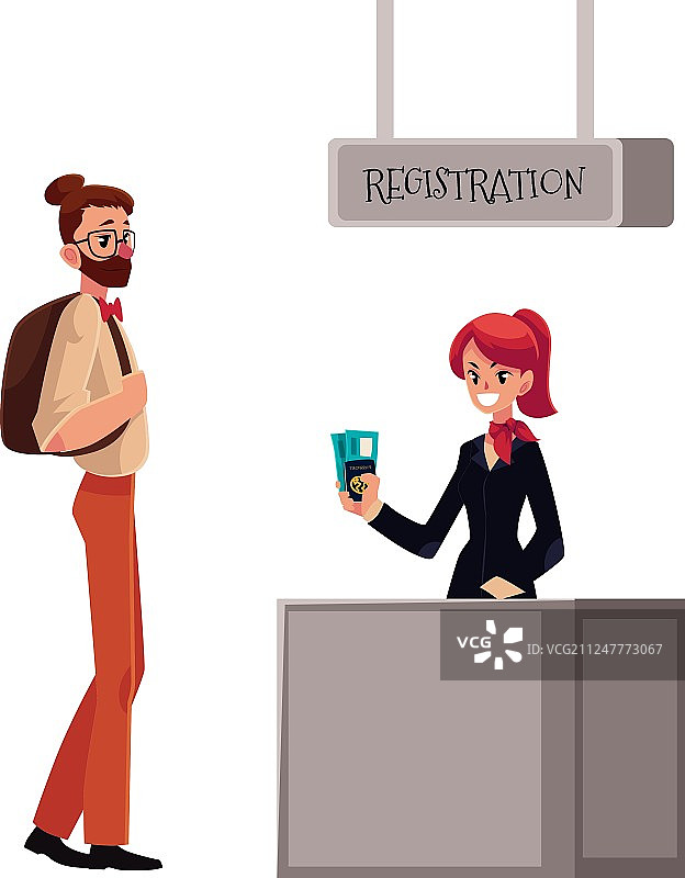 机场值机乘客和行李线条图标图片素材