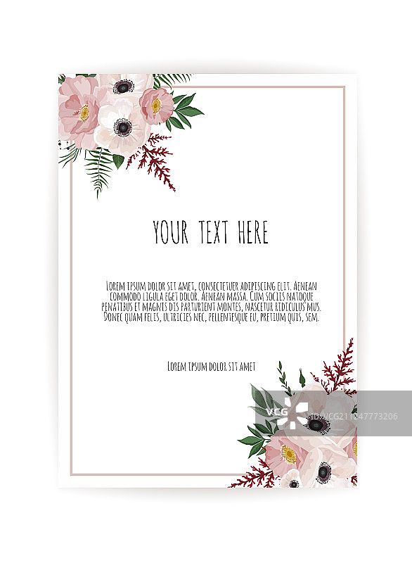 玫瑰花叶婚礼装饰卡片图片素材