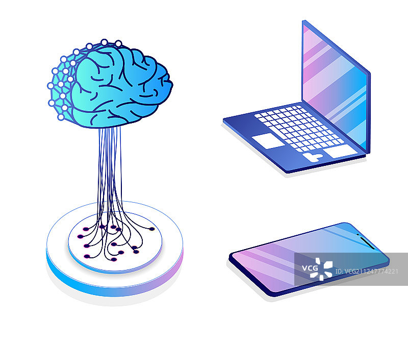 2.5D人工智能概念图片素材