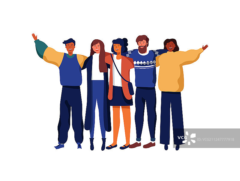 不同的年轻人朋友群体图片素材