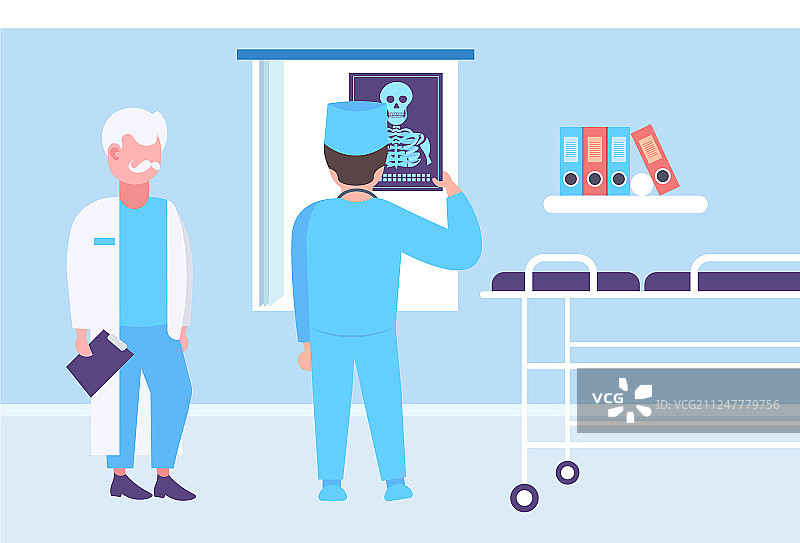 医生和外科医生检查X光片图片素材