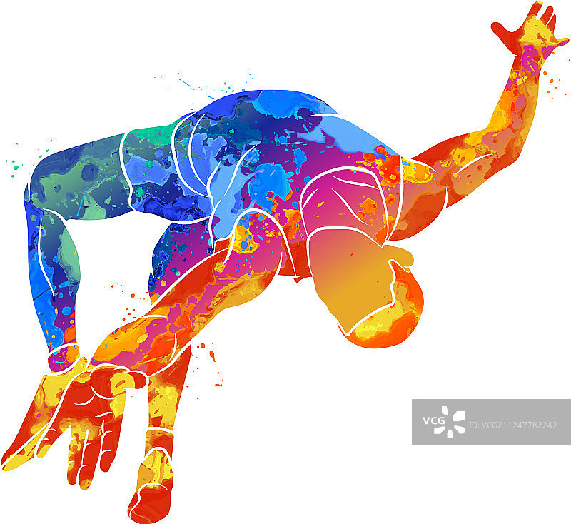 运动员从水花中跳起的抽象画面图片素材