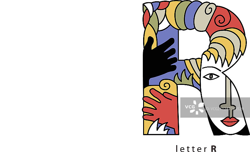 字母R与面具图片素材