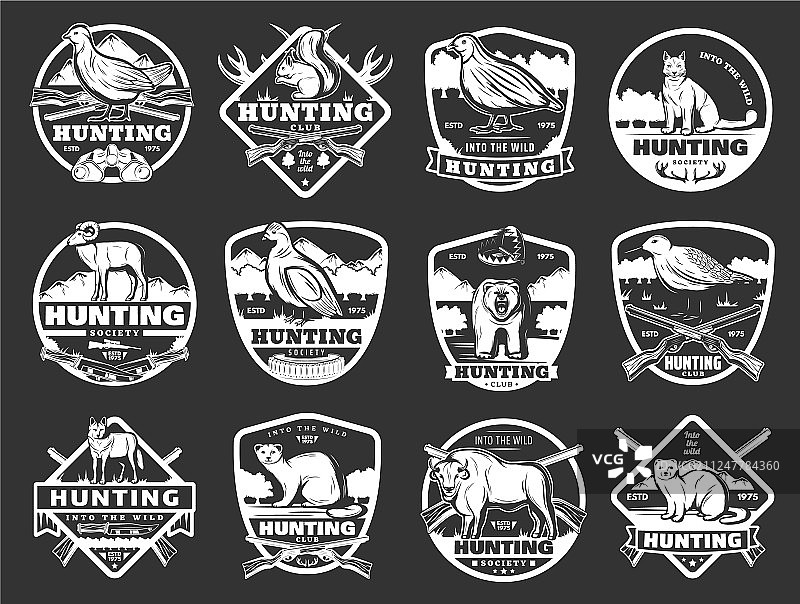野生禽类狩猎俱乐部徽章图片素材
