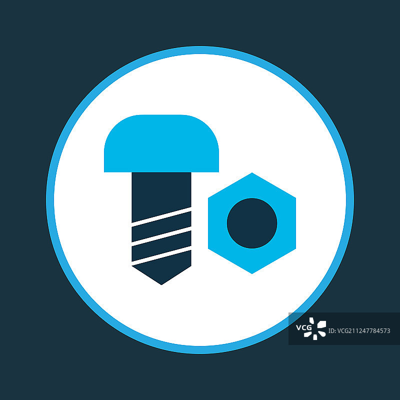 带螺母图标的螺栓彩色符号优质图片素材