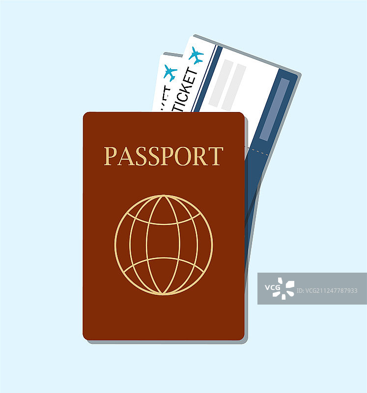 护照和登机牌图片素材