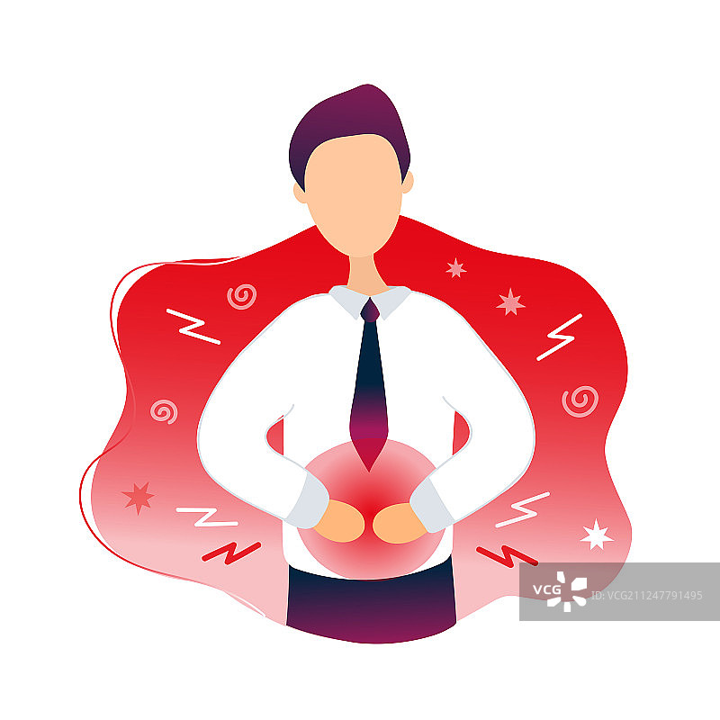 生病的男人食物中毒导致胃痛图片素材