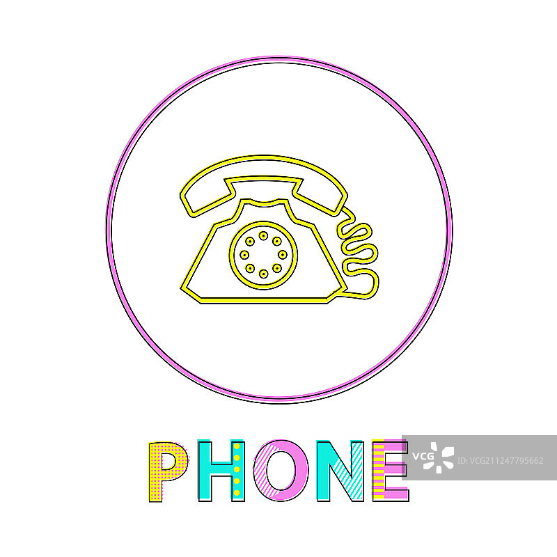 直线风格的座机电话极简图标图片素材