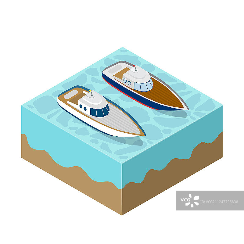 2.5D海上巡游游艇图片素材