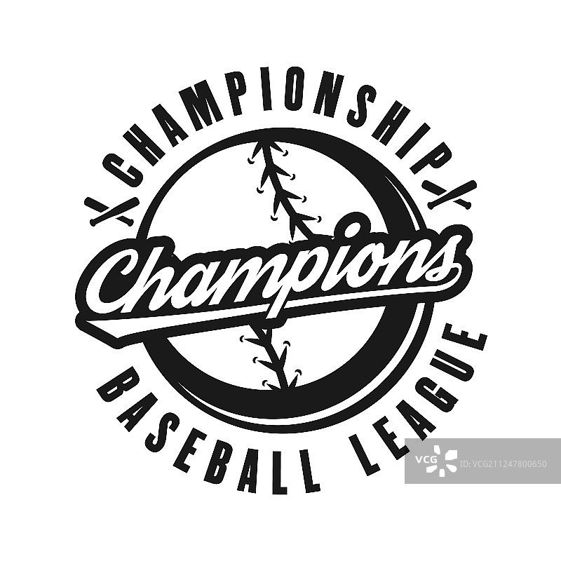 棒球冠军复古单色徽章图片素材