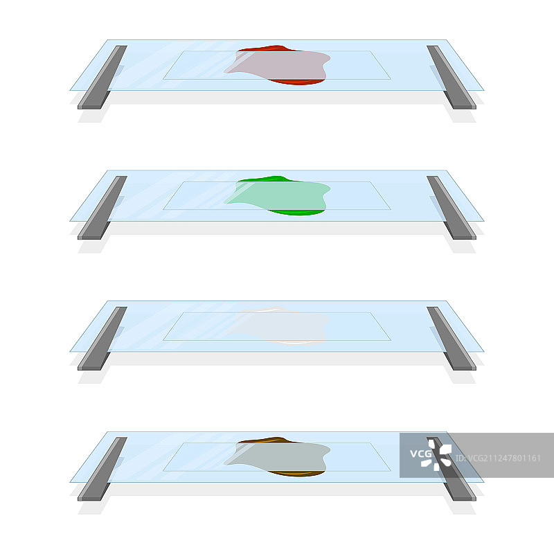 玻璃下各种颜色的涂抹痕迹套装图片素材