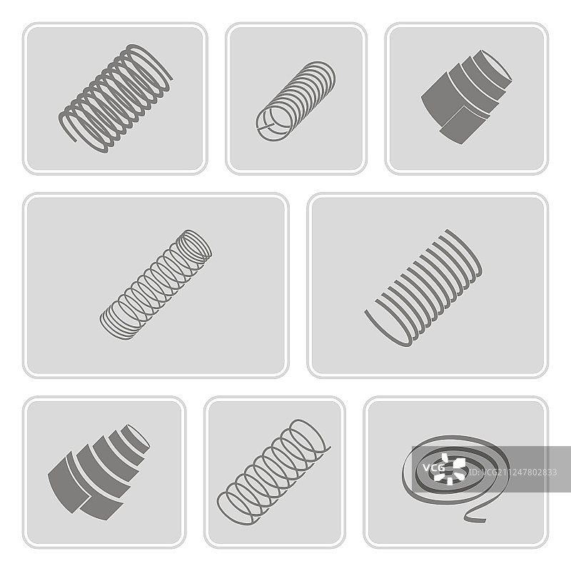 单色弹簧图标合集图片素材
