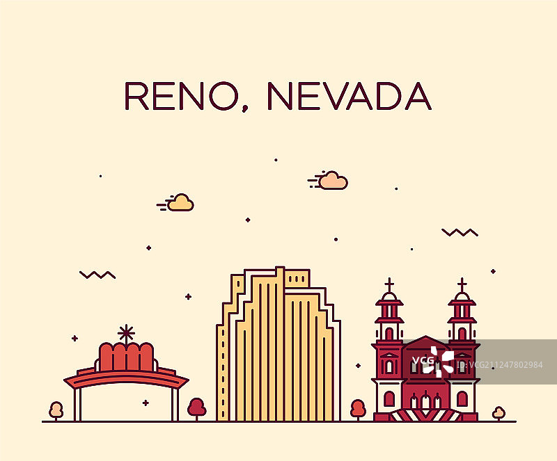里诺城市天际线线性风格图片素材
