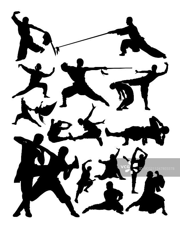 少林武术剪影图片素材