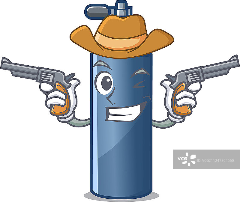 牛仔氧气瓶潜水卡通造型图片素材