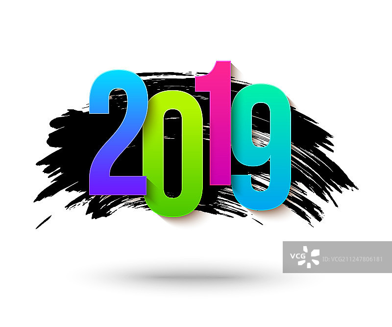 彩色2019数字新年背景图片素材