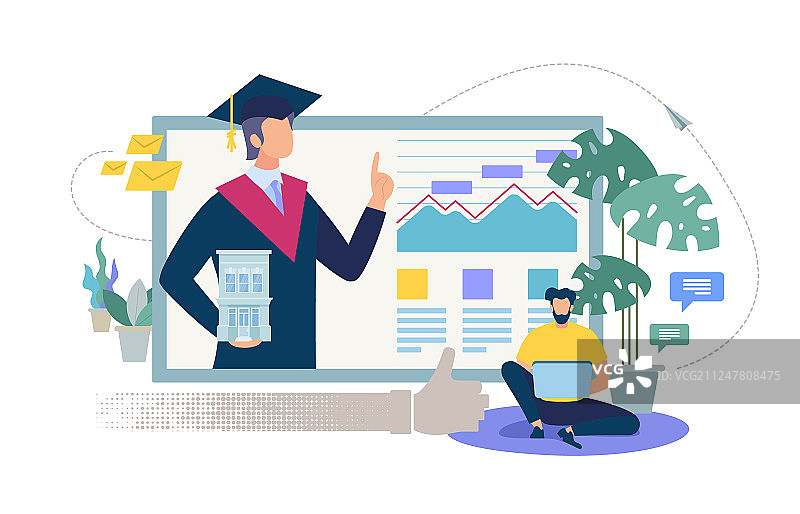 在线教育服务扁平概念图片素材