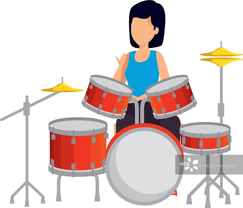 打架子鼓的女人图片素材