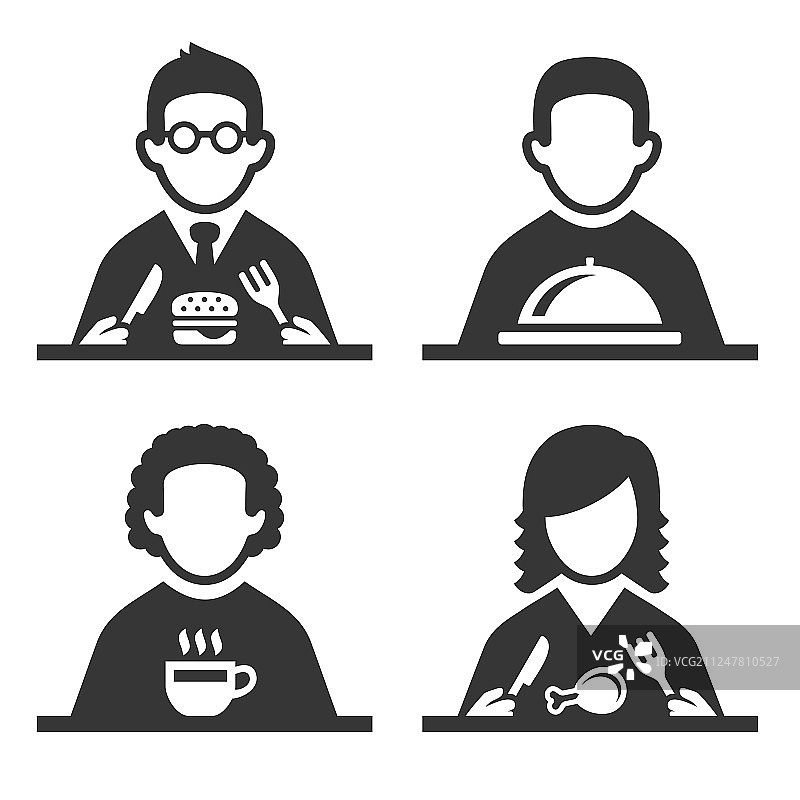 人们品尝美食象形图图标集图片素材