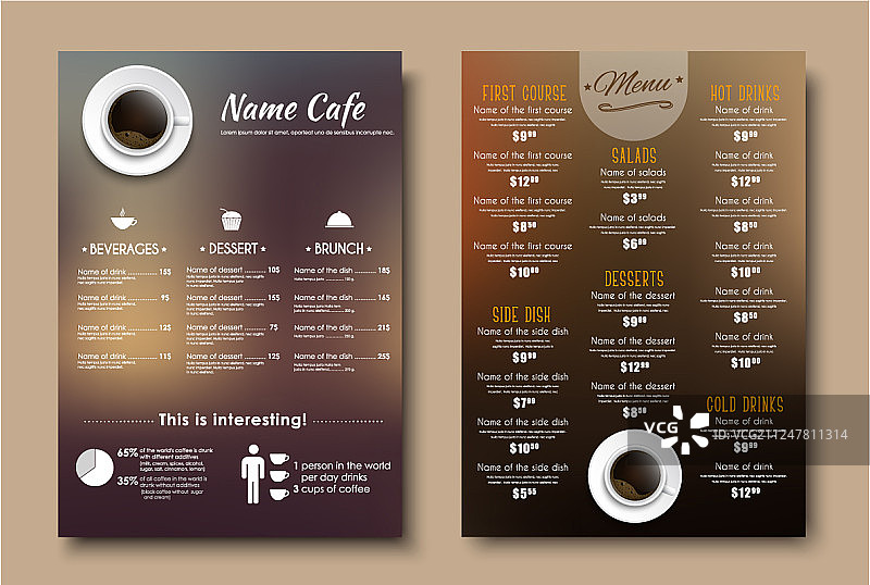 餐厅、咖啡馆菜单设计图片素材