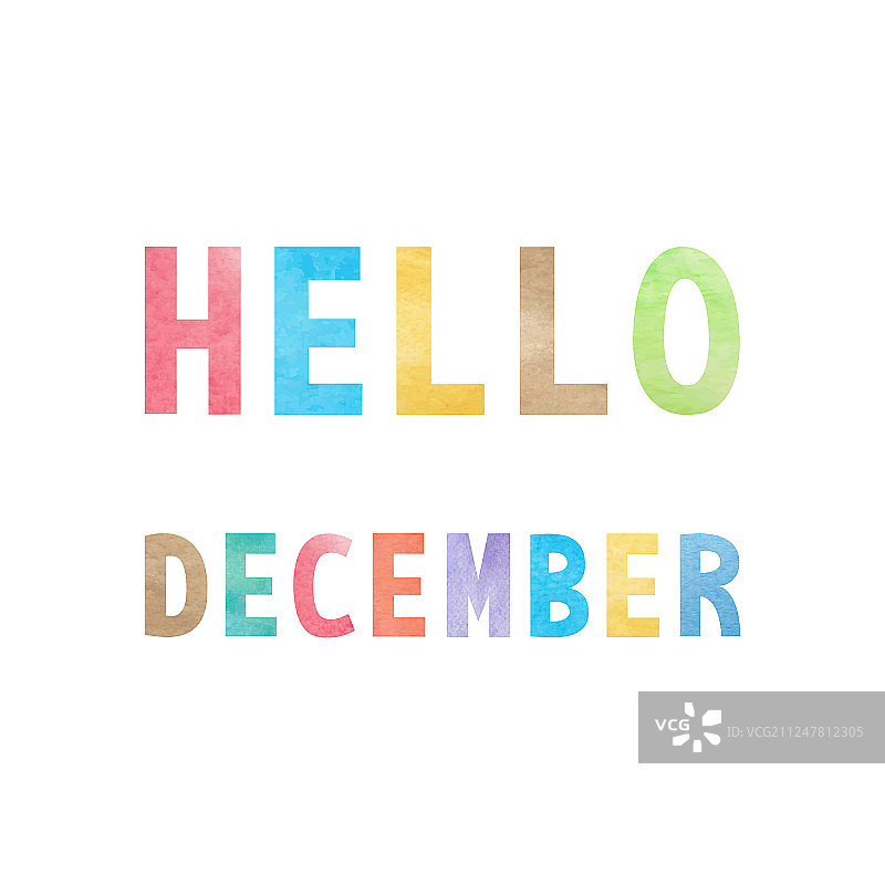 水彩风格的十二月你好图片素材