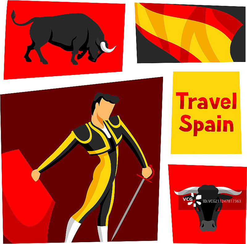西班牙传统斗牛和斗牛士图片素材