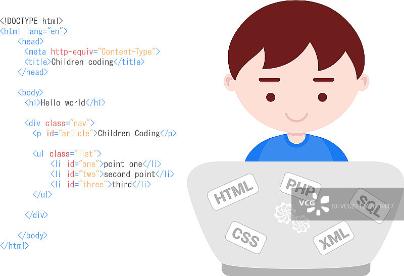 学习编程的男孩图片素材