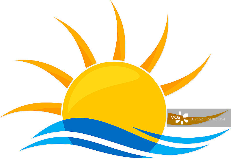 太阳标志与大海图片素材