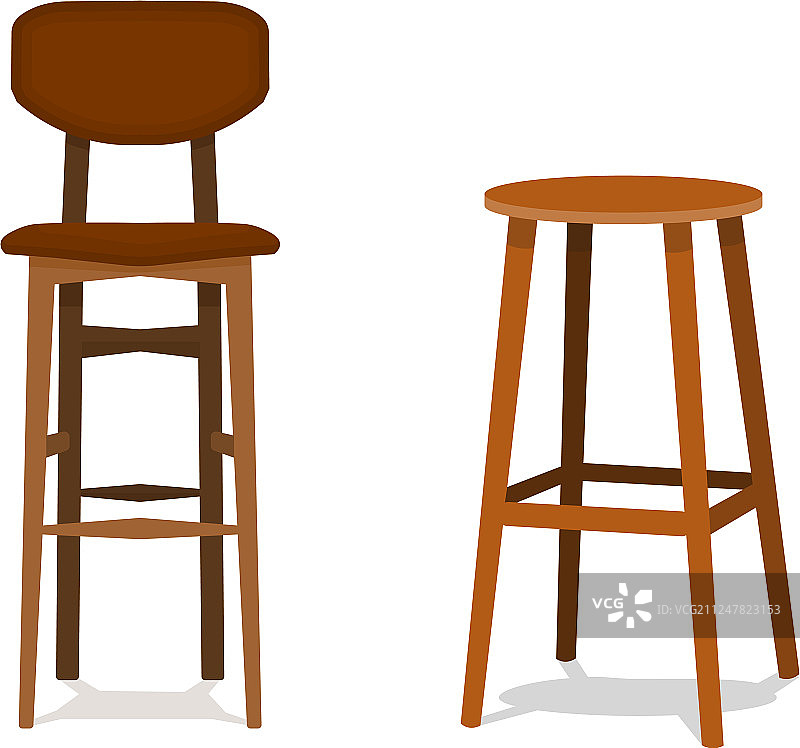 两个赭棕色木制吧台凳图片素材