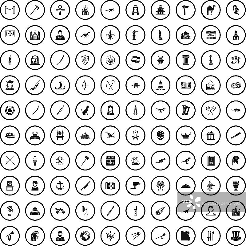 100个展览图标简约风格合集图片素材