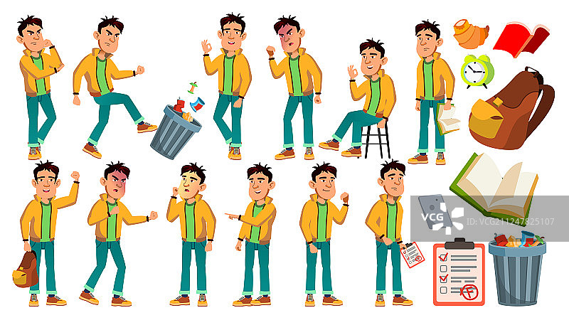 亚洲坏男孩小学生图片素材