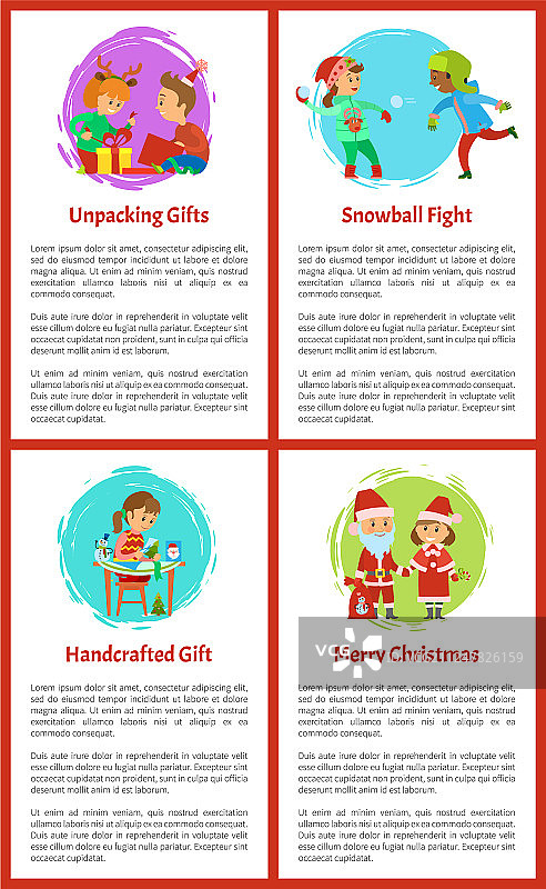 冬季假期拆礼物的孩子们图片素材