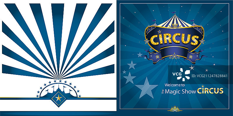 马戏团蓝色贺卡图片素材