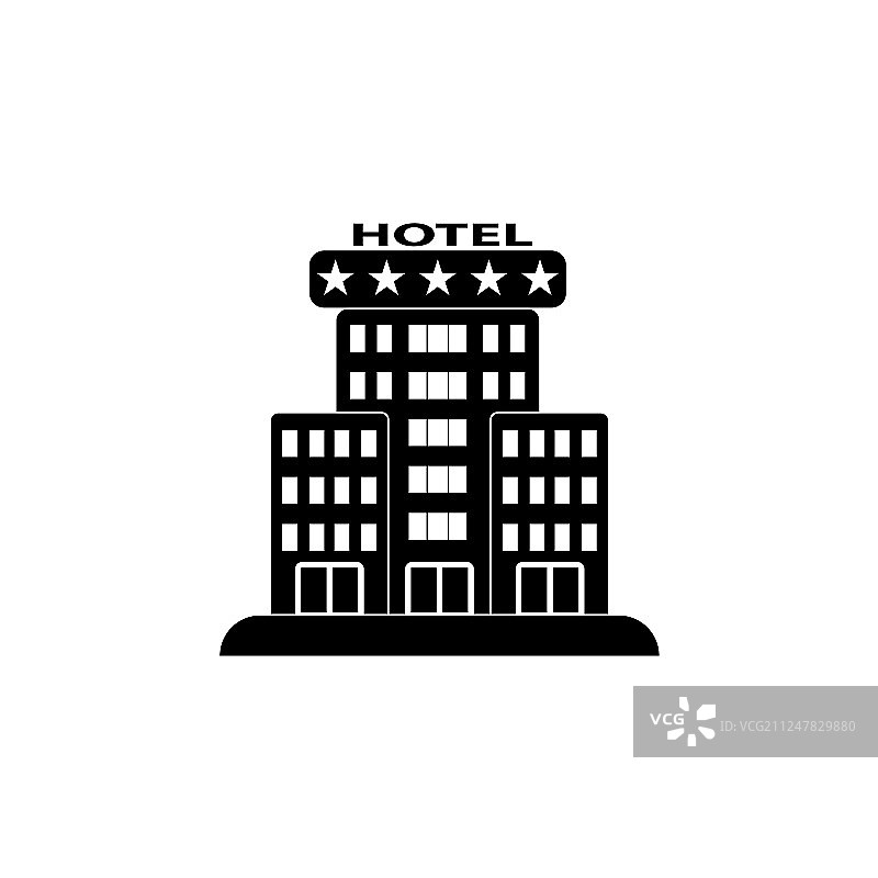 白色背景上的酒店黑色图标图片素材