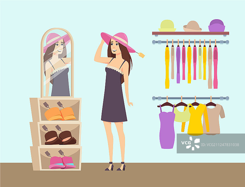 女人在服装精品店购物图片素材