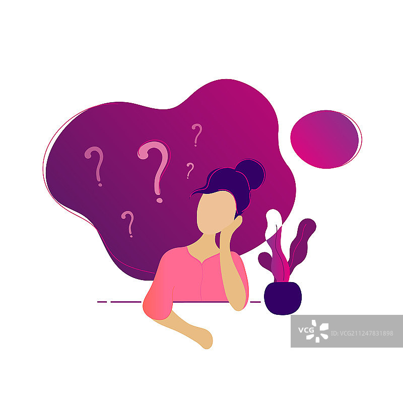 在问号下思考的年轻美女图片素材