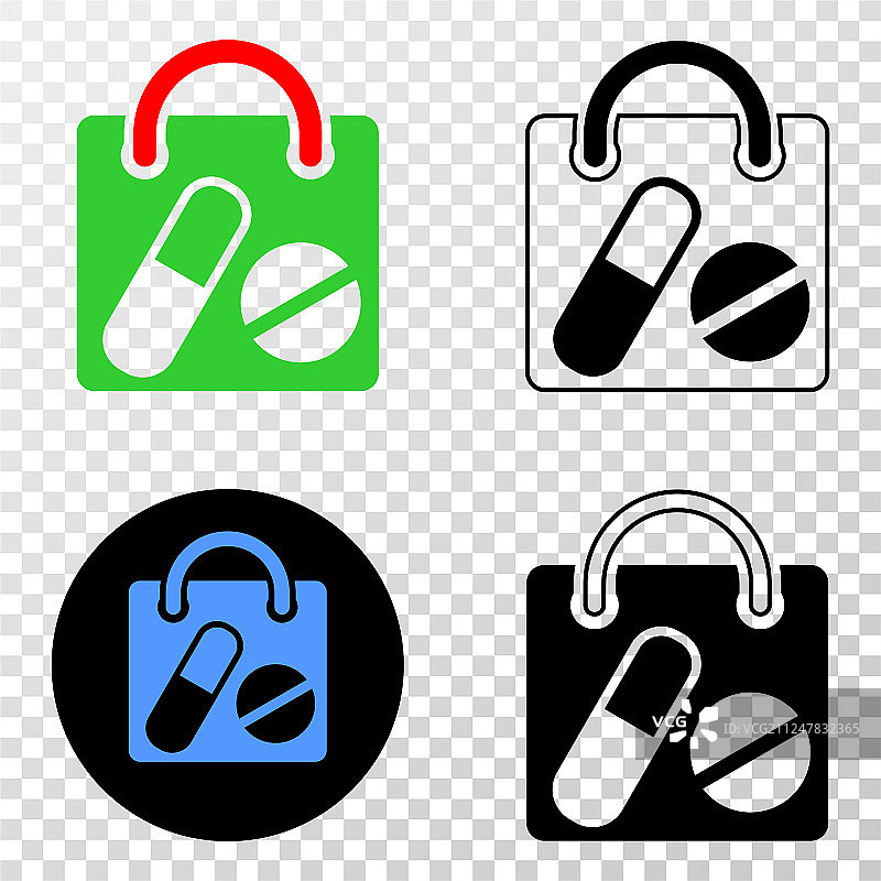 药品购物袋轮廓EPS图标图片素材