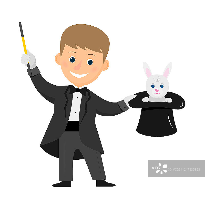 戴帽子拿魔杖的魔术师图片素材