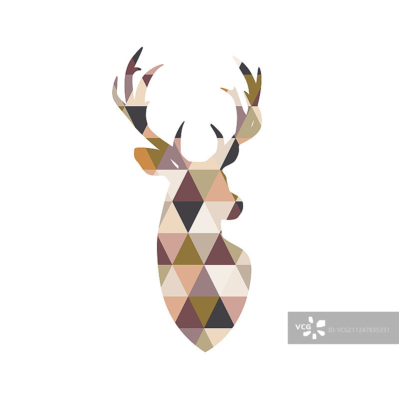 一个鹿的肖像与拼接纹理图片素材