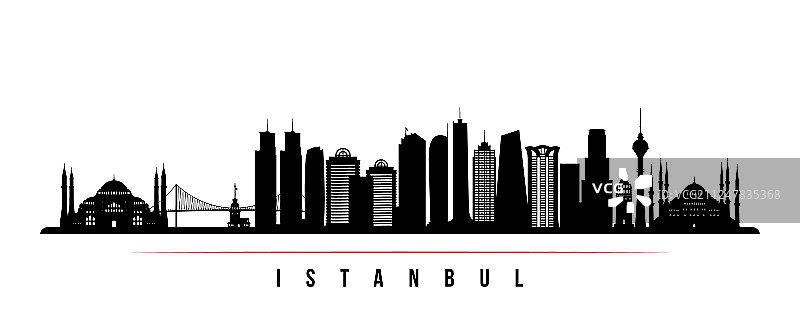 伊斯坦布尔城市天际线横幅（黑色）图片素材