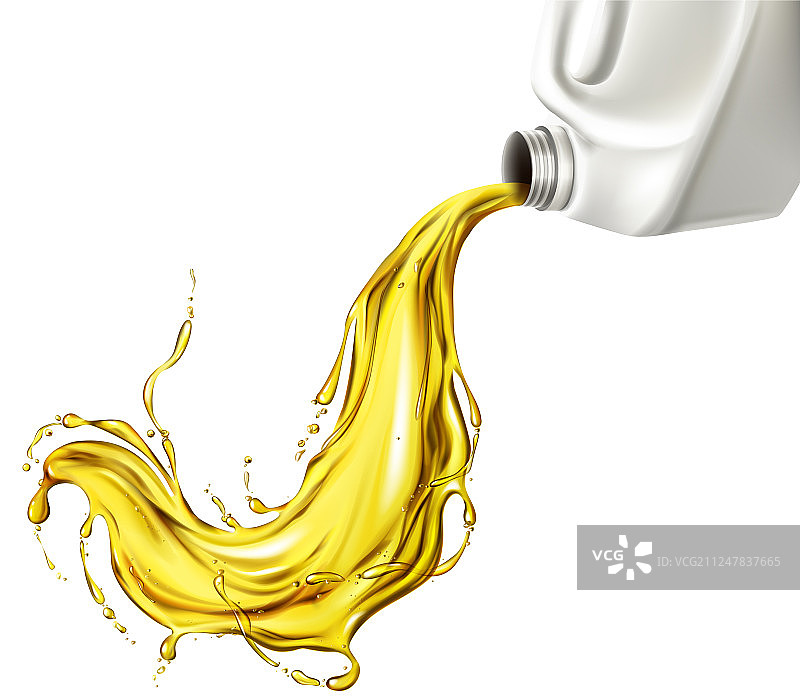 从空白瓶中溢出的汽车润滑油图片素材