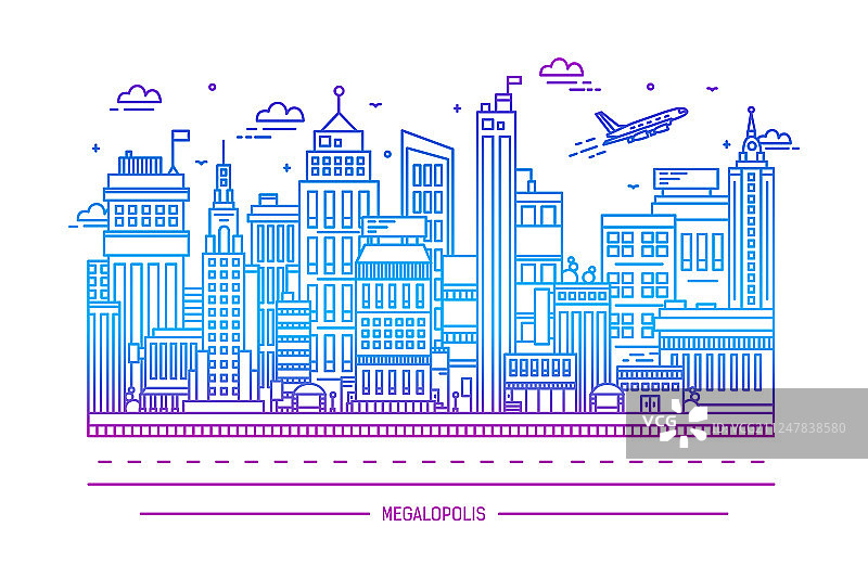 大都市城市生活轮廓线条艺术图片素材