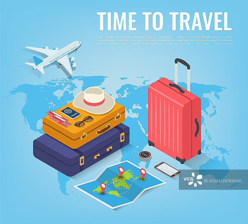 2.5D风格的旅行装备图片素材