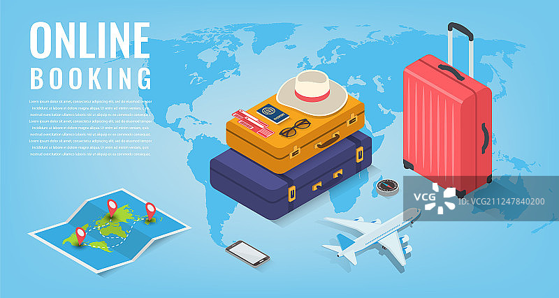 2.5D风格的旅行装备图片素材