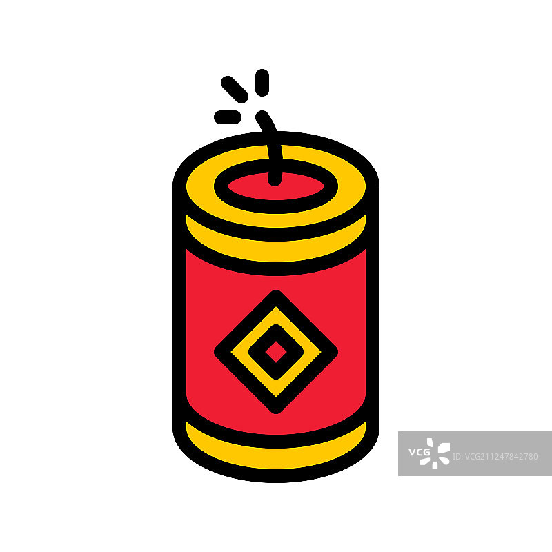 鞭炮中国农历新年填充图标图片素材