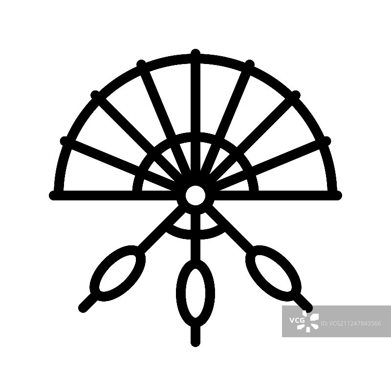 中国新年手扇线条风格图标图片素材