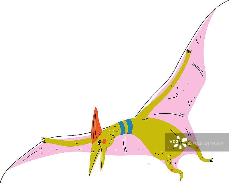 可爱的彩色翼龙恐龙史前生物图片素材