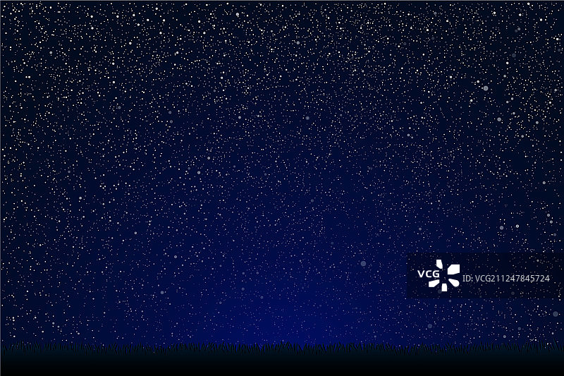 星空下的草地与深蓝色光芒图片素材