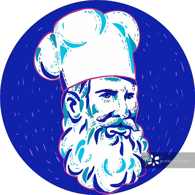愤怒的络腮胡厨师涂鸦图片素材