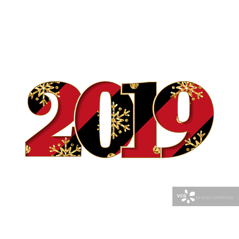 带数字2019的黑红新年快乐卡片图片素材